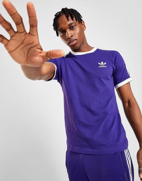 Vallen klok biologie Adidas Originals 3-stripes California Short Sleeve T-shirt Men's - Purple  from Jd Sports on 21 Buttons