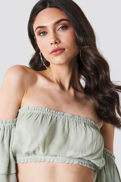 Crepe Off Shoulder Top Grün