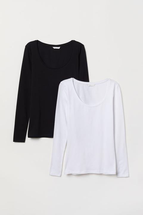 2-pack Long-sleeved Tops - Black