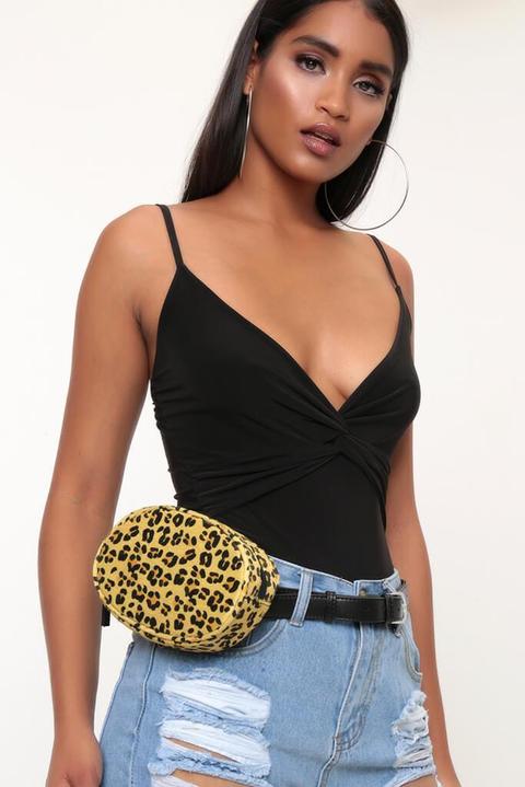 Yellow Leopard Print Oval Bumbag