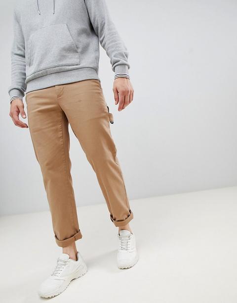 Tommy Jeans - Workwear - Pantaloni Carpenter Beige Stretti In Fondo - Beige