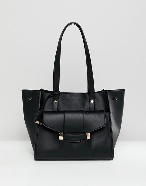 Bolso Negro Con Bolsillo Delantero De Glamorous