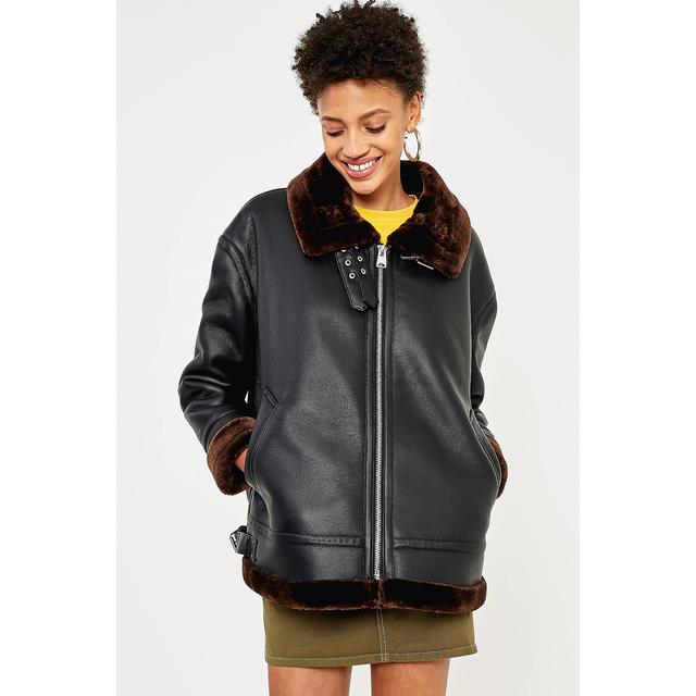 uo oversized faux leather aviator jacket