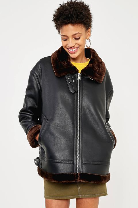 faux leather fur lined jacket