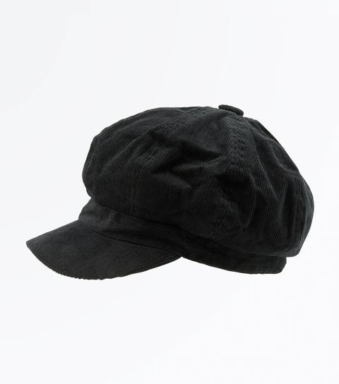 Black Corduroy Baker Boy Hat New Look