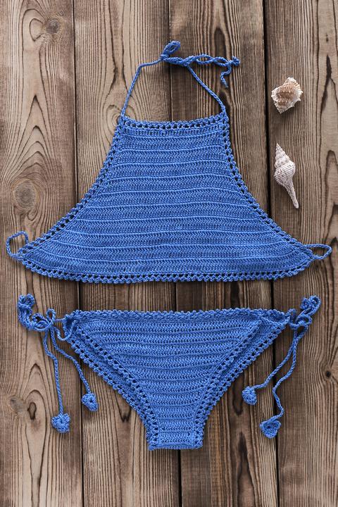 Crochet High Neck Bikini Set