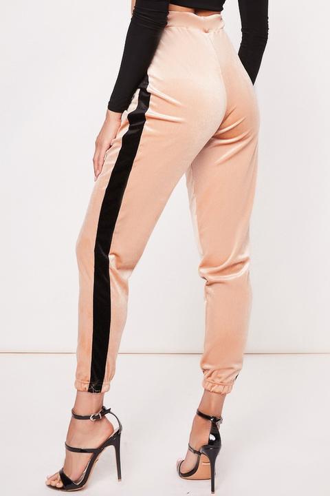 Shae Camel Velvet Side Panel Joggers