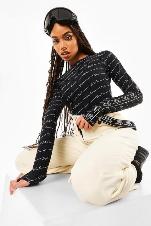 Womens Woman Print Ski Layer Top - Black - 12, Black