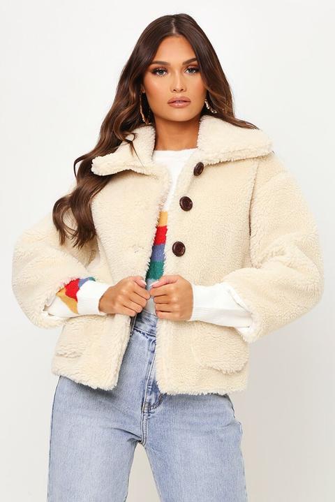 Cream Short Teddy Coat