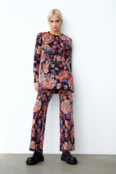 Vestido Punto Jacquard Floral