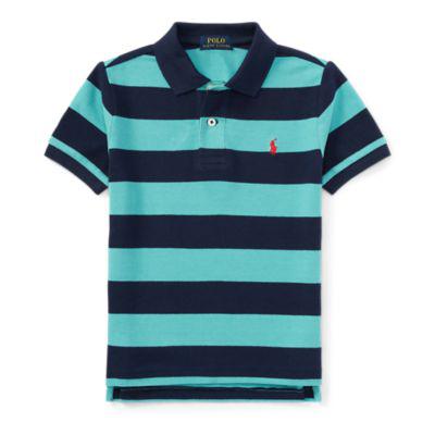 Striped Cotton Mesh Polo Shirt