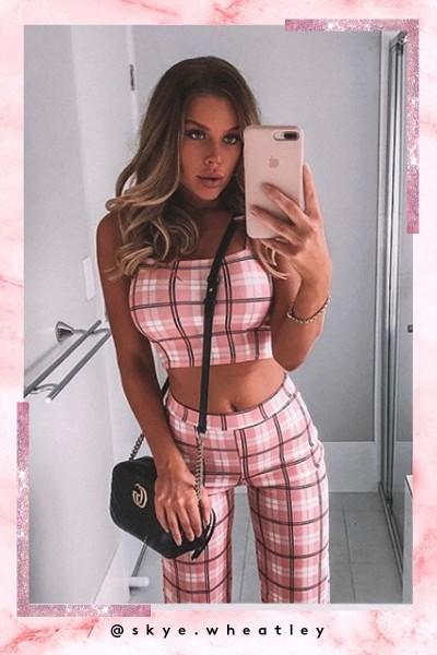 Ferne Mccann Pink Checked Two Piece Set