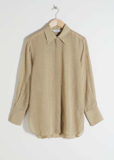 Linen Blend Button Up Shirt