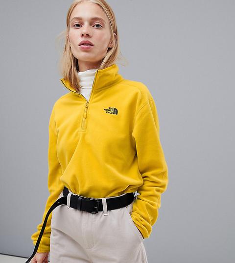 Chaqueta De Forro Polar Con 1/4 Cremallera En Amarillo 100 Glacier Exclusiva En Asos De The North Face