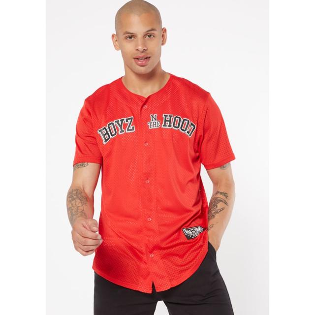 Red Mesh Boyz N The Hood Graphic Jersey 
