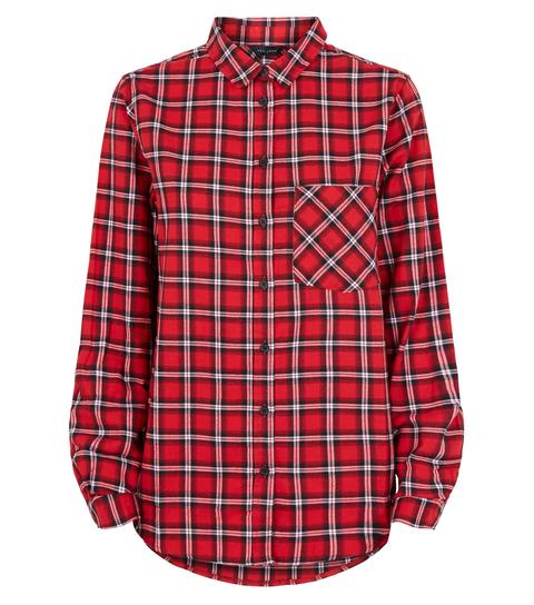 Red Tartan Check Long Sleeve Shirt New Look