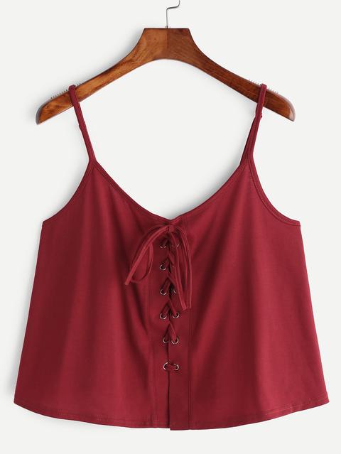 Lace Up Crop Cami Top
