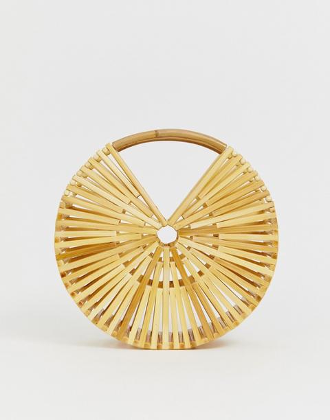 Asos Design - Borsa Tonda In Bambù - Marrone