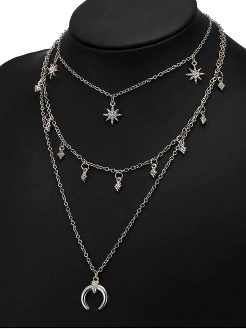 Collar De Lunares Sun Tribal Moon Rhinestone Golden Silver