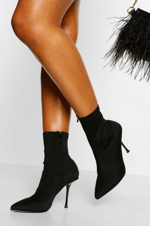 Womens Stiletto Pointed Toe Shoe Boot - Black - 4, Black