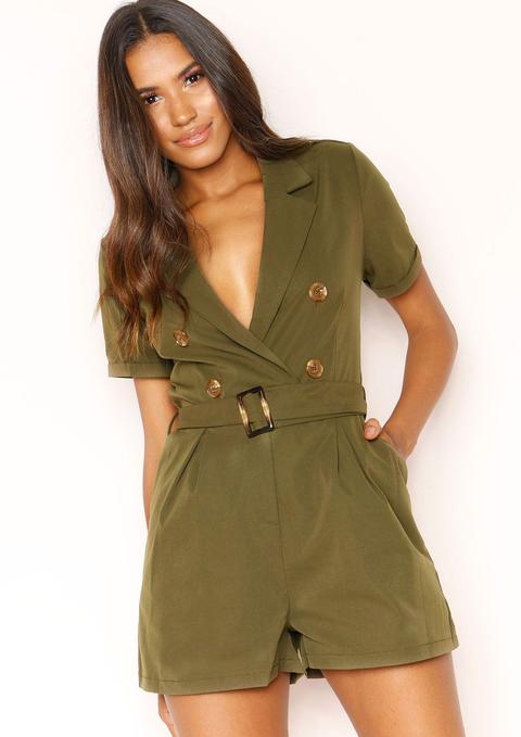 Polly Khaki Utility Playsuit