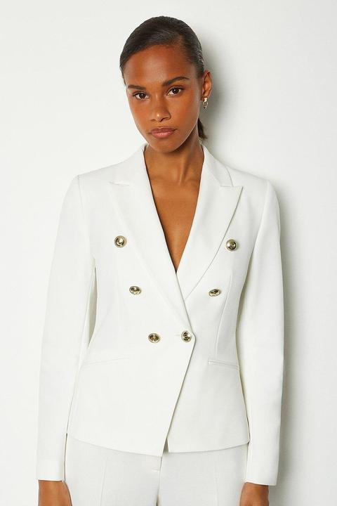 Karen Millen Tailored Button Military Blazer -, Ivory