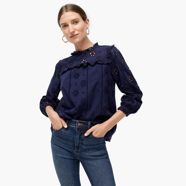 ruffle neck long sleeve top