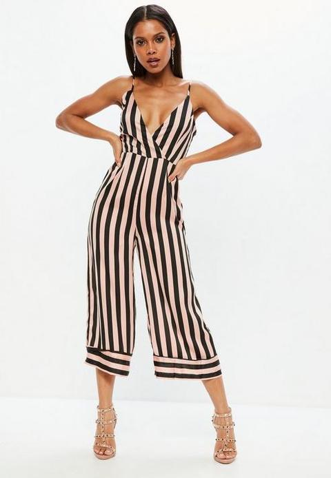 Pink Stripe Cami Culotte Jumpsuit, Multi