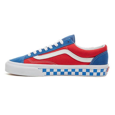 vans style 36 bmx red white & blue checkerboard skate shoes