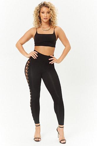 Forever 21 Grommet Lace-up Leggings 