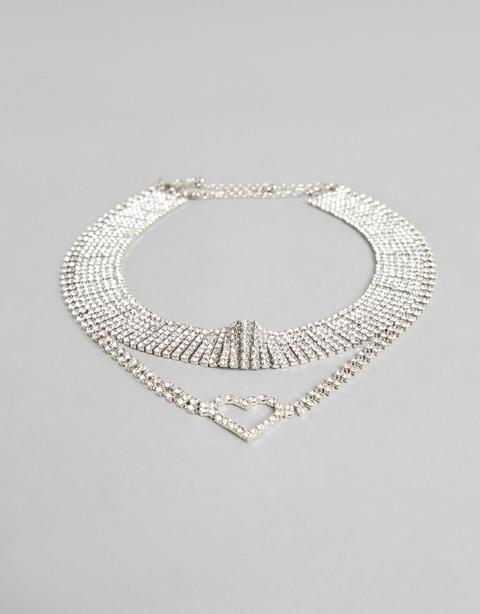 Set 2 Collares Choker Strass Corazón
