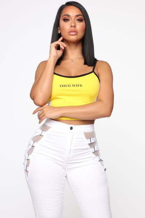 Thug Wife Color Block Tank - Yellow Combo