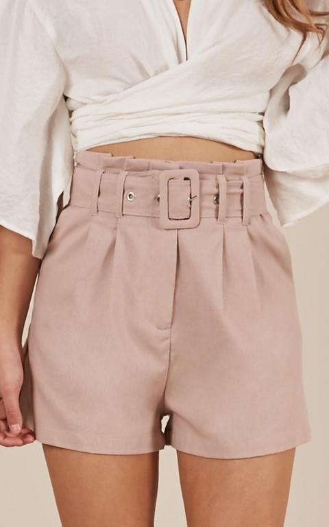 Summer Tinge Shorts In Blush Linen Look