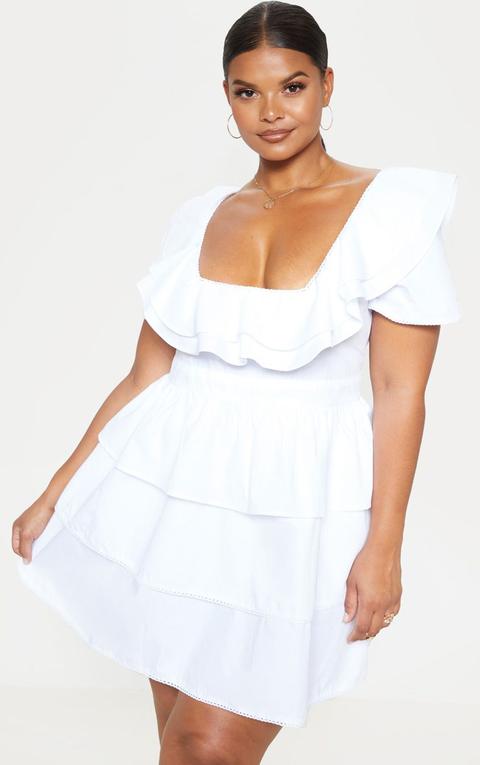 white square neck dress