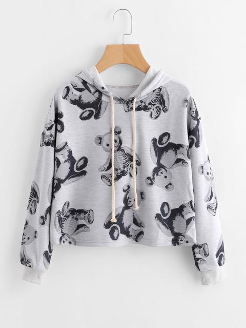 Bear Print Random Hoodie