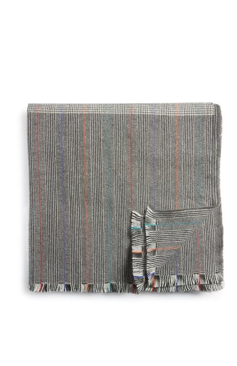 Grey Check And Stripe Woven Scarf