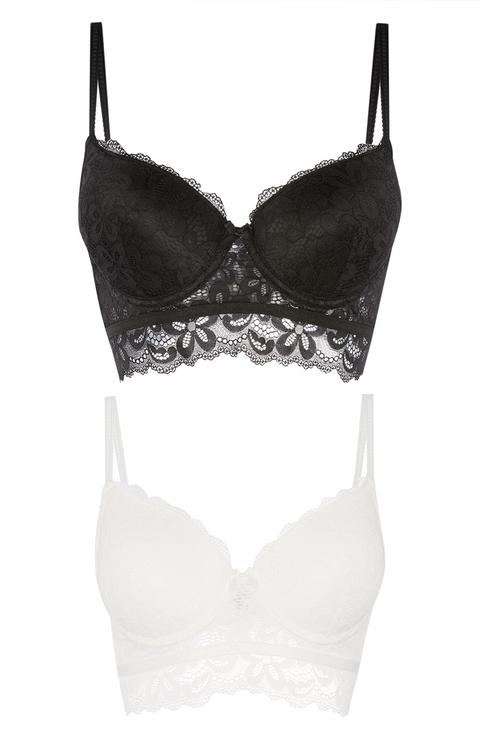 Black And Ivory A-d Lace Bra Set