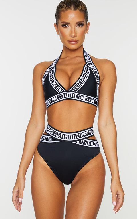 Black Prettylittlething Strap Triangle Bikini Top