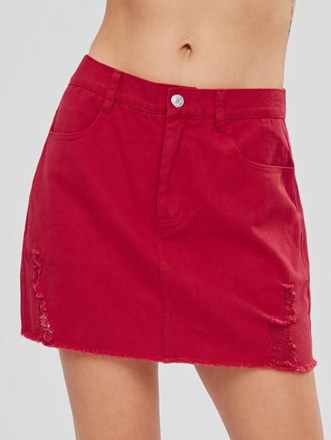 Mini Gonna Strappata Love Red