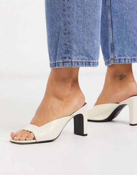 New Look Square Toe Mules In Off White