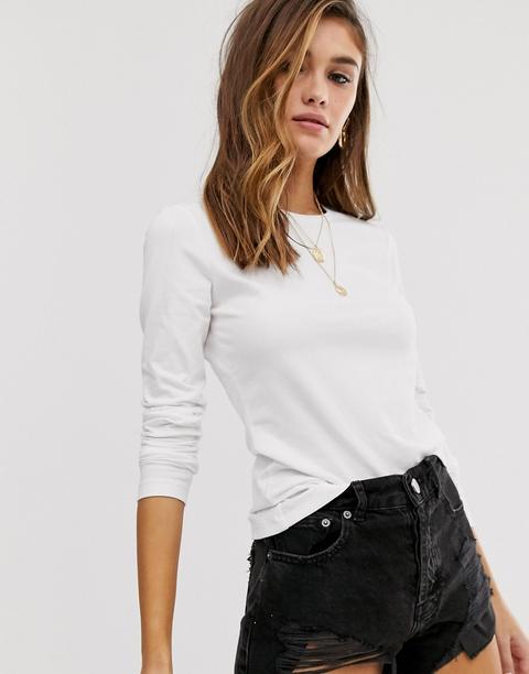 Camiseta Blanca De Manga Larga De Algodón Orgánico Con Cuello Redondo Ultimate De Asos Design