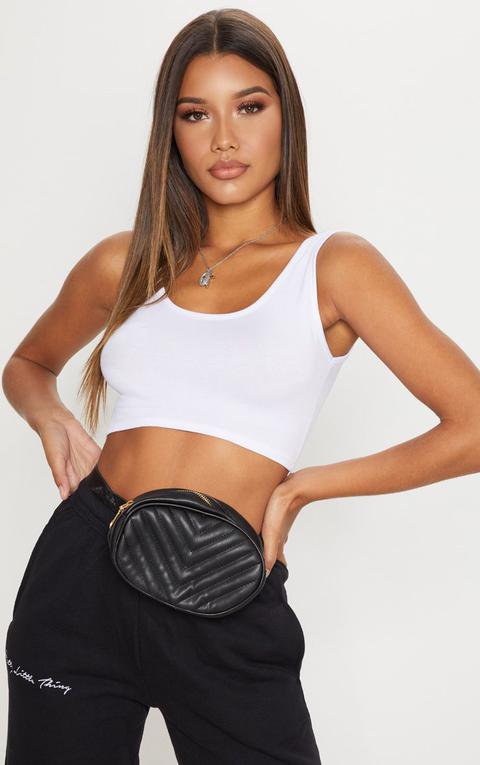 Basic White Scoop Neck Crop Top