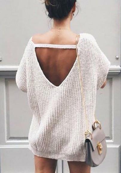 Grey Plain Round Neck Cut Out Casual Pullover Sweater