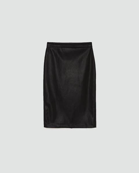 faux leather pencil skirt zara