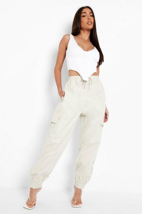 Womens Woven Pocket Utility Cargo Trousers - White - 10, White