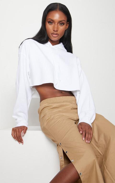 White Ultimate Oversized Crop Hoodie