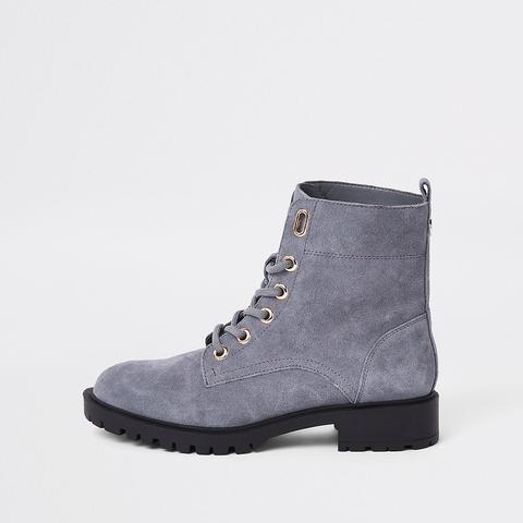 Grey Suede Lace-up Hiking Boots from 
