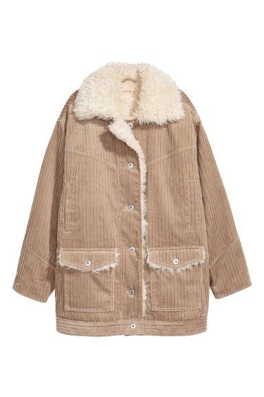 H & M - Chaqueta De Pana Con Peluche - Beis