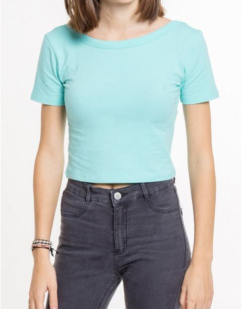 Camiseta Cropped Turquesa