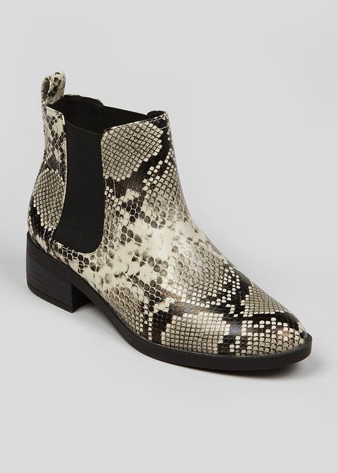 Faux Snake Print Chelsea Boots